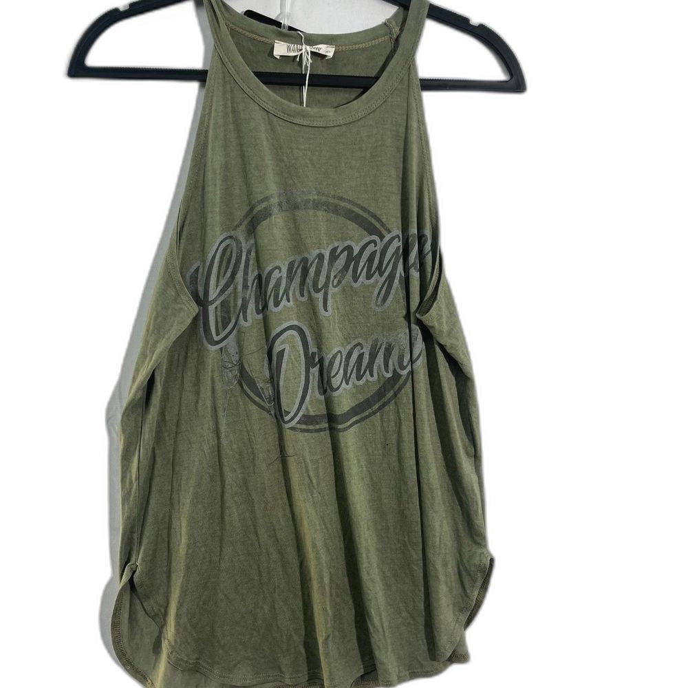 Wanderlux Green Tank Tops for Women Graphic Sleeveless Tees Large